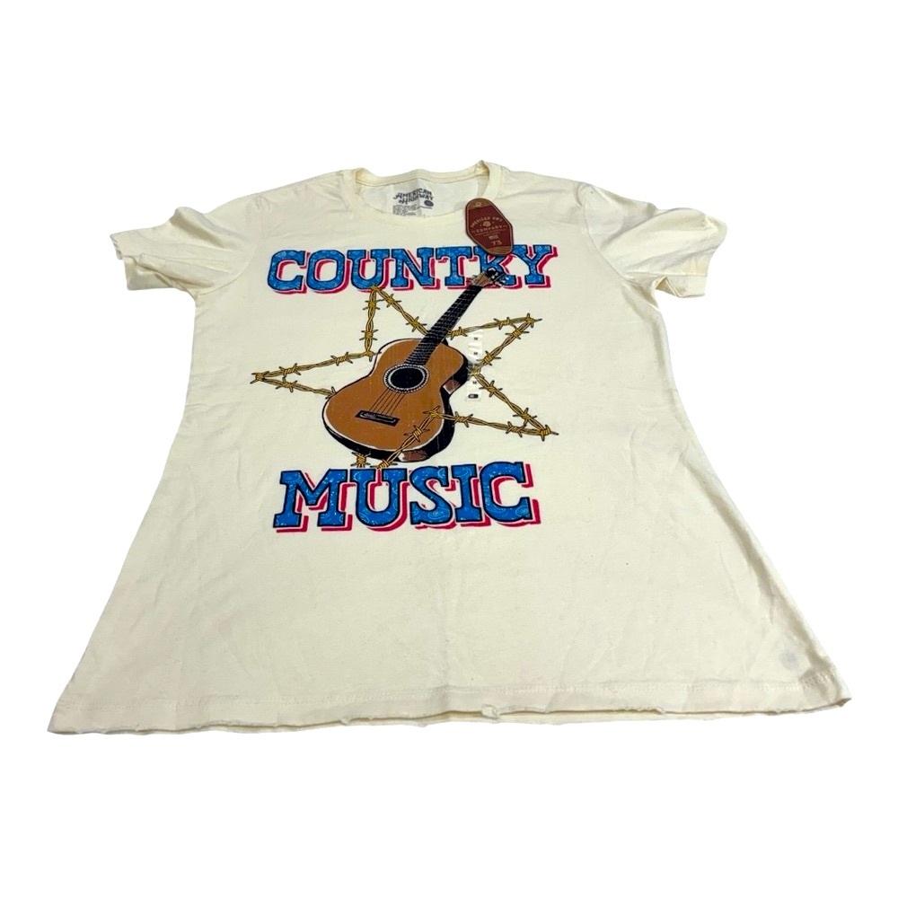 NWT Cream Short Sleeve Casual Cotton Country Music Graphic Tee